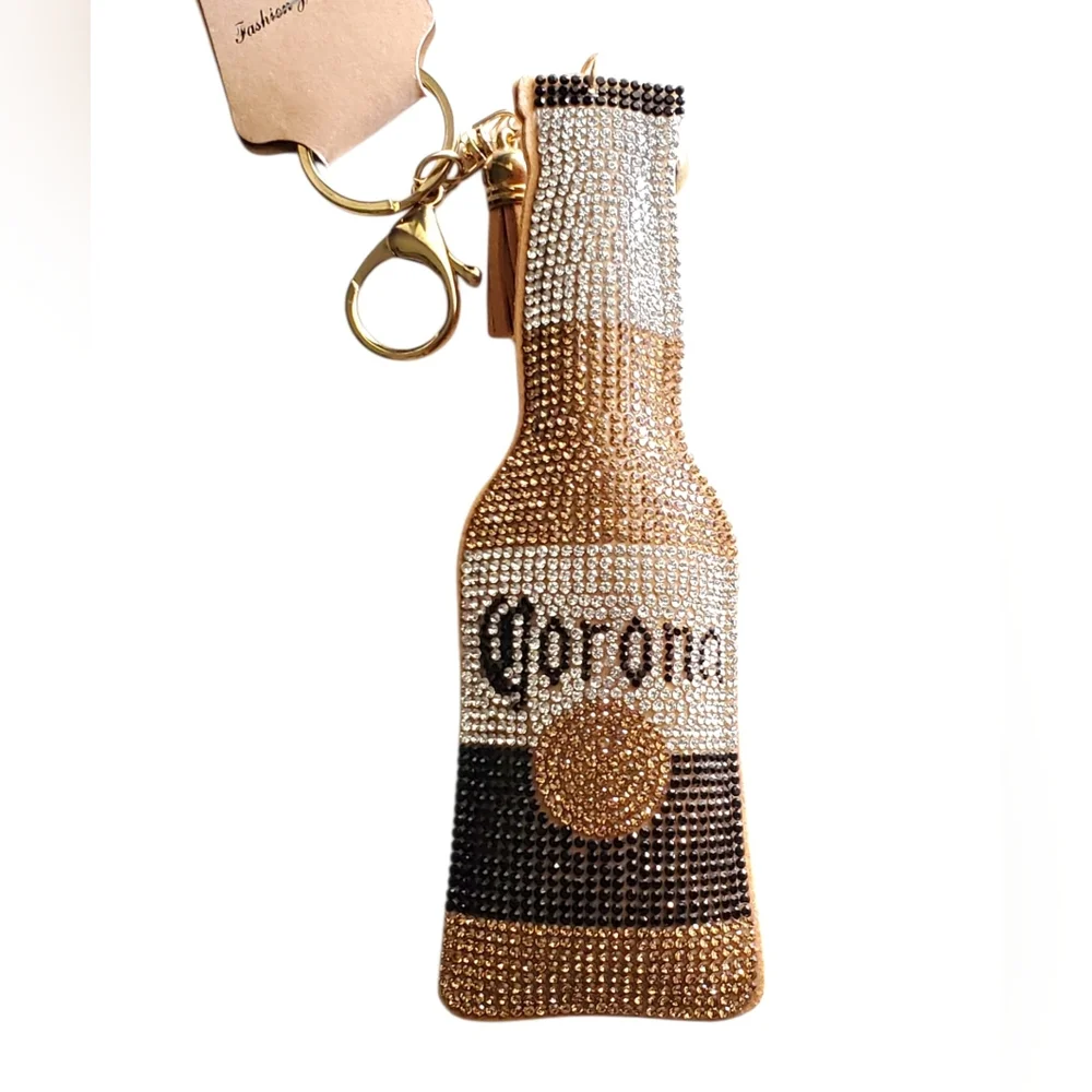 Corona Rhinestone Bottle Bag Charm & Keychain